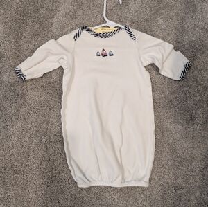White Baby Sleep Gown with Navy Trim